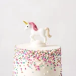 Colorful Unicorn Cake Topper with Glitter and Rainbow Details